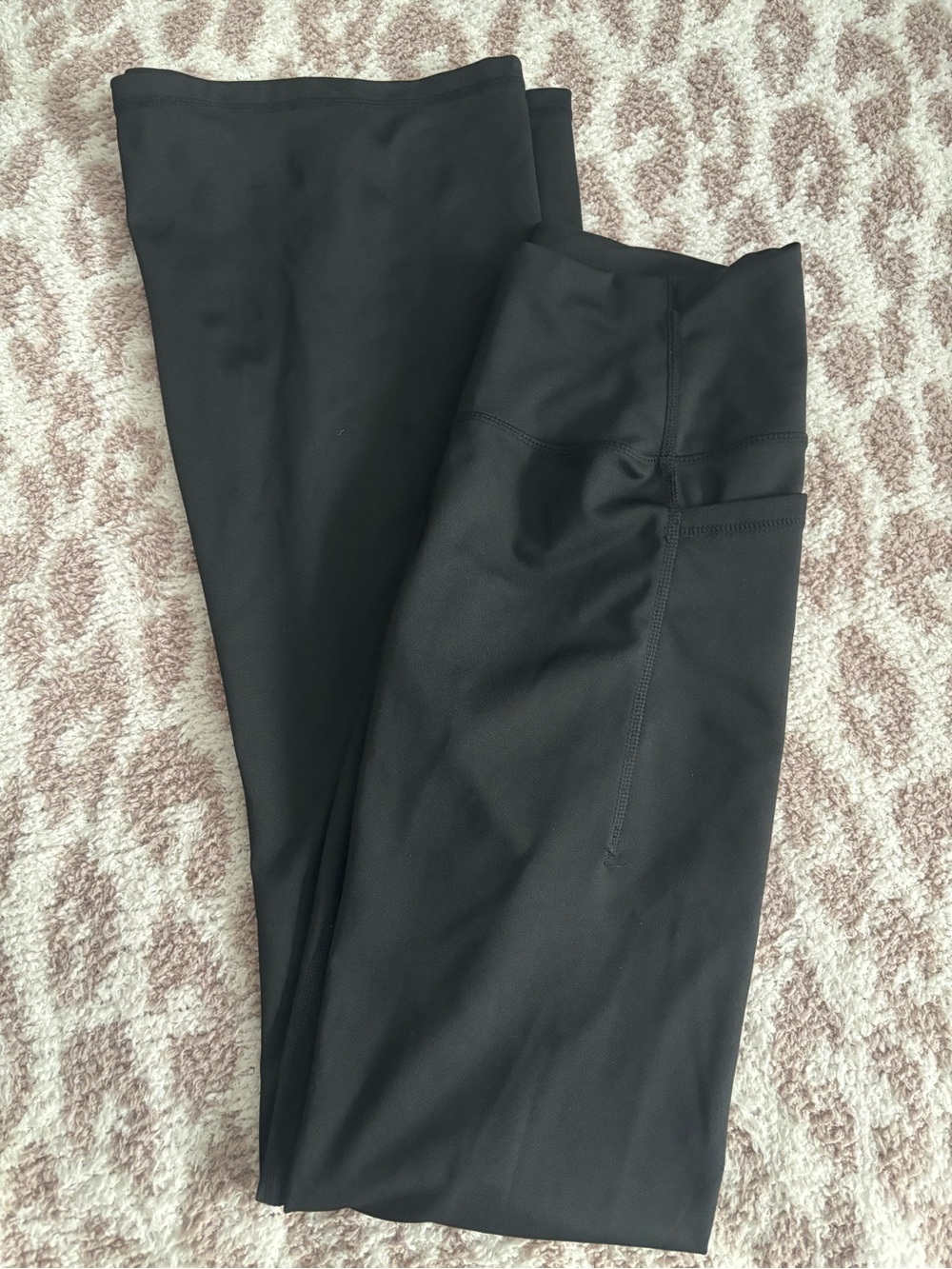 black flare leggings with side pockets